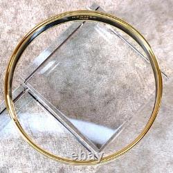 Hermes Bangle Bracelet Blue Enamel Sailing Boat Ship & Sun Gold Rim 65 withBox