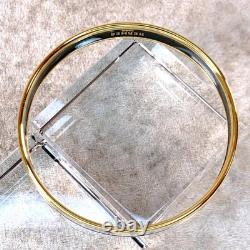 Hermes Bangle Bracelet Blue Enamel Sailing Boat Ship & Sun Gold Rim 65 withBox
