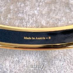 Hermes Bangle Bracelet Blue Enamel Sailing Boat Ship & Sun Gold Rim 65 withBox