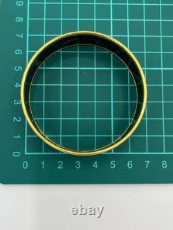 Hermes Bangle Bracelet Blue Enamel Sailing Boat Ship & Sun Gold Rim withBox