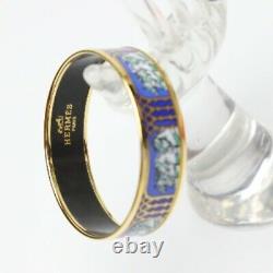 Hermes Bangle Bracelet Blue Gold Mounted Enamel Gm Women'S 28808