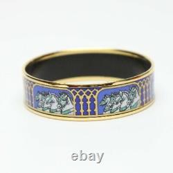 Hermes Bangle Bracelet Blue Gold Mounted Enamel Gm Women'S 28808