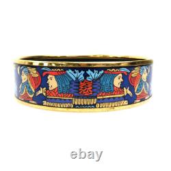 Hermes Bangle Bracelet Enamel Metal Gold Blue Multicolor