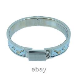 Hermes Bangle Bracelet Enamel Metal Multicolor Light Blue Silver