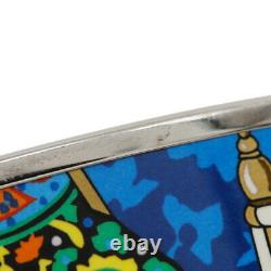 Hermes Bangle Bracelet GM Enamel Cloisonne Blue Multicolor Size 21cm With Box