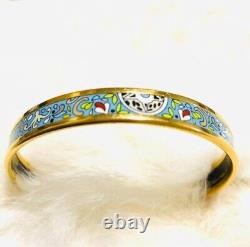 Hermes Bangle Enamel Emile bangle PM bracelet, light blue, cloisonne No Box