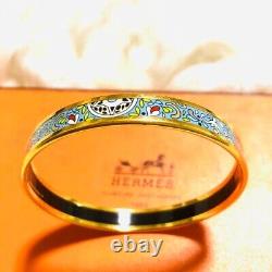 Hermes Bangle Enamel Emile bangle PM bracelet, light blue, cloisonne No Box