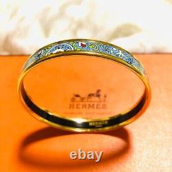 Hermes Bangle Enamel Emile bangle PM bracelet, light blue, cloisonne No Box