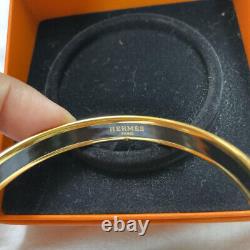 Hermes Bangle Enamel PM Cloisonne Gold Blue Bracelet Gold 19.5cm 7.7 Unused