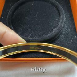 Hermes Bangle Enamel PM Cloisonne Gold Blue Bracelet Gold 19.5cm 7.7 Unused