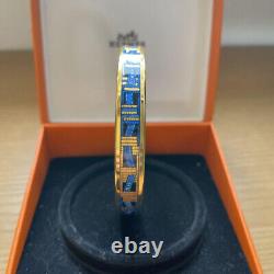 Hermes Bangle Enamel PM Cloisonne Gold Blue Bracelet Gold 19.5cm 7.7 Unused