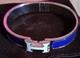Hermes Blue Enamel H Bracelet St0134 Click Clasp 8 Oval (no Box Or Insert)