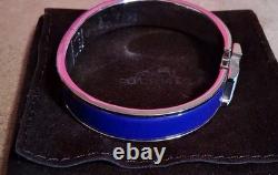Hermes Blue Enamel H Bracelet ST0134 Click Clasp 8 Oval (No Box Or Insert)