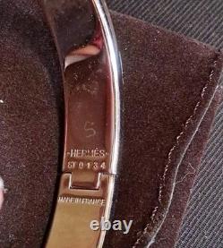 Hermes Blue Enamel H Bracelet ST0134 Click Clasp 8 Oval (No Box Or Insert)