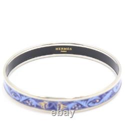 Hermes Blue Enamel Marche Savannah Bangle Bracelet Women's Bracelet aa50360