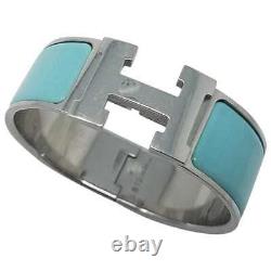 Hermès Blue Enamel Palladium-Plated Clic Clac H bracelet PM Platinum