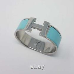 Hermès Blue Enamel Palladium-Plated Clic Clac H bracelet PM Platinum