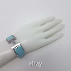 Hermès Blue Enamel Palladium-Plated Clic Clac H bracelet PM Platinum