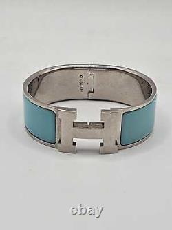 Hermès Blue Enamel Palladium-Plated Clic Clac H bracelet PM Platinum