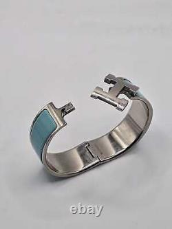 Hermès Blue Enamel Palladium-Plated Clic Clac H bracelet PM Platinum