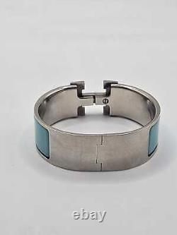 Hermès Blue Enamel Palladium-Plated Clic Clac H bracelet PM Platinum