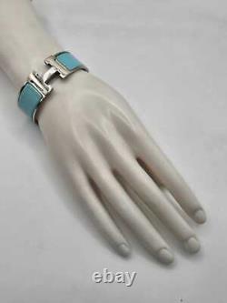 Hermès Blue Enamel Palladium-Plated Clic Clac H bracelet PM Platinum