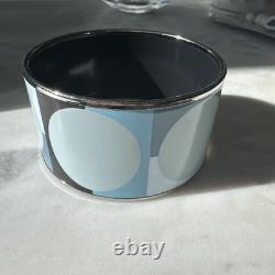 Hermes Blue Geometric Enamel Wide Bangle Bracelet