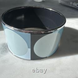 Hermes Blue Geometric Enamel Wide Bangle Bracelet