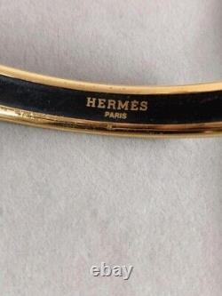 Hermes Bracelet Bangle PM Enamel Cloisonne Gold Blue Inside Dimension 7.7