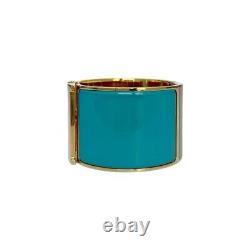 Hermes Bracelet Clic Clac H GM Extra Wide Blue Enamel Rose Gold $1100