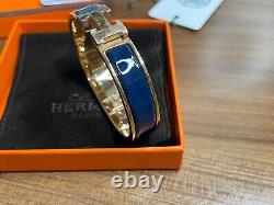 Hermes Bracelet Clic H Bangle Dark Navy Enamel Rose Gold Plated PM