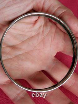 Hermes Bracelet Dark Blue Enamel Caleche Silvertone Narrow Bangle Bracelet