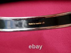 Hermes Bracelet Dark Blue Enamel Caleche Silvertone Narrow Bangle Bracelet