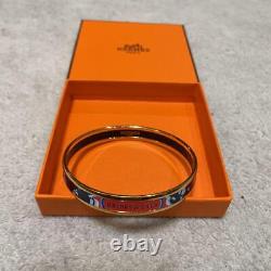 Hermes Brides de Gala Email/ Enamel Bangle NO box Blue & Red France Gold Plated