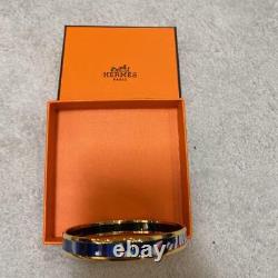 Hermes Brides de Gala Email/ Enamel Bangle NO box Blue & Red France Gold Plated