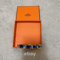 Hermes Brides de Gala Email/ Enamel Bangle NO box Blue & Red France Gold Plated