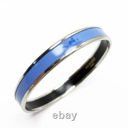 Hermes Caleche Bangle Bracelet Email PM Silver Blue Enamel Horse