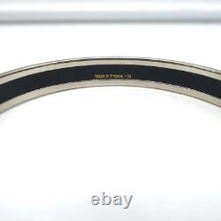 Hermes Capitales Enamel Narrow Bangle Bracelet Gray/Silver Size Medium