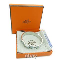 Hermes Clic-Clac H Bracelet Bangle Enamel Metal Blue Silver