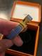 Hermes Clic Clac H Bracelet Blue Enamel Gold Tone Bangle Pm16jpn
