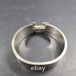 Hermes Clic Clac H Bracelet Silver Enamel Light Blue Wide PM 100% Authentic