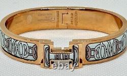 Hermes Clic Clac H Lite Blue Enamel Rose Gold HH Lift Bracelet Bangle Birkin