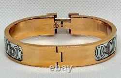 Hermes Clic Clac H Lite Blue Enamel Rose Gold HH Lift Bracelet Bangle Birkin