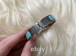 Hermes Clic Clac H Narrow Enamel Cream Pale Pastel Blue Silver Bracelet PM