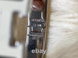 Hermes Clic Clac H Narrow Enamel Cream Pale Pastel Blue Silver Bracelet PM