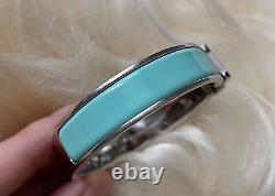 Hermes Clic Clac H Narrow Enamel Cream Pale Pastel Blue Silver Bracelet PM