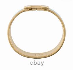 Hermès Clic Clac H Wide Bangle Bracelet Blue Enamel Gold Plated Authentic