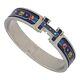 Hermes Clic Clac Pm Bangle Bracelet Blue Silver Metal Enamel