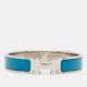 Hermes Clic H Blue Enamel Palladium Plated Bracelet