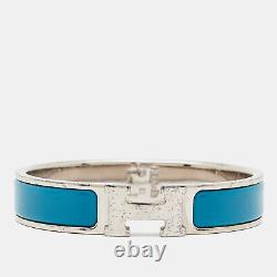 Hermes Clic H Blue Enamel Palladium Plated Bracelet